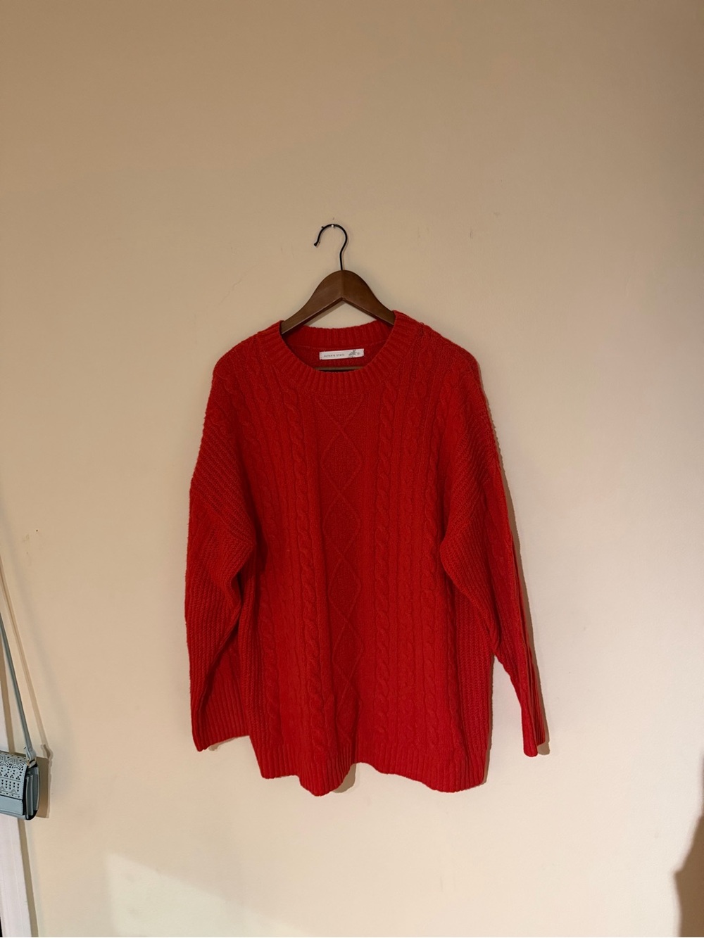 Altar'd State Red Ribbed Crewneck Sweater